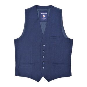 Lambretta Mens Spencer Self Check Slim Tailored Vest / Navy